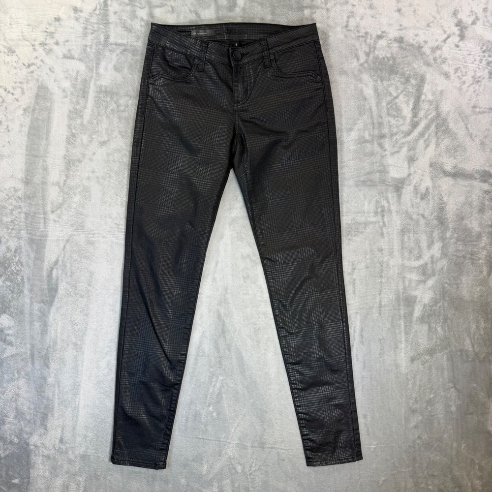 Kut from the Kloth Mia Toothpick Skinny Jeans Women's Size 2‎ Black Gator Print